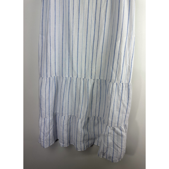 J. Jill Love Linen Sleeveless Tiered Maxi Dress Medium Petite Coastal Beach - Picture 4 of 16